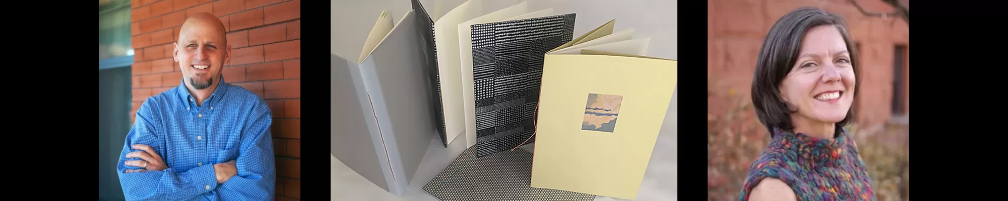 Handmade books, and Art of the Book instructors Rachel Basye, and Michael Henry