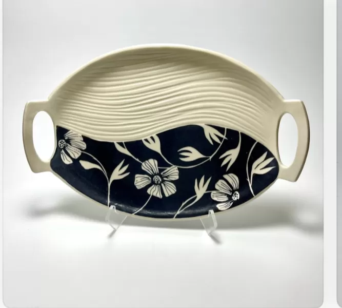 Slab-constructed platter by Rita Vali